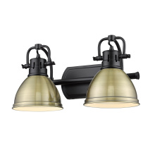 Golden 3602-BA2 BLK-AB - Yep by Golden Lighting Duncan 2-light Vanity in Matte Black and Aged Brass shade